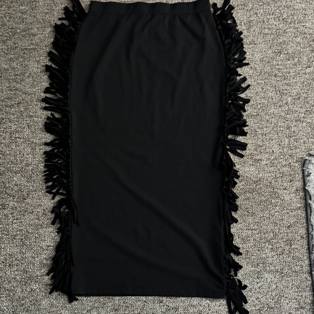 Elegant Black Fringe Skirt